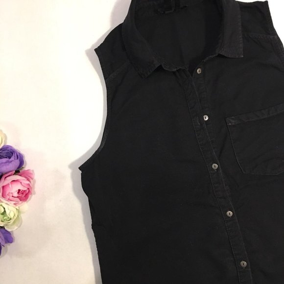 Paige Black Vest Top Buttoned Shirt Sleeveless XS - Picture 3 of 8